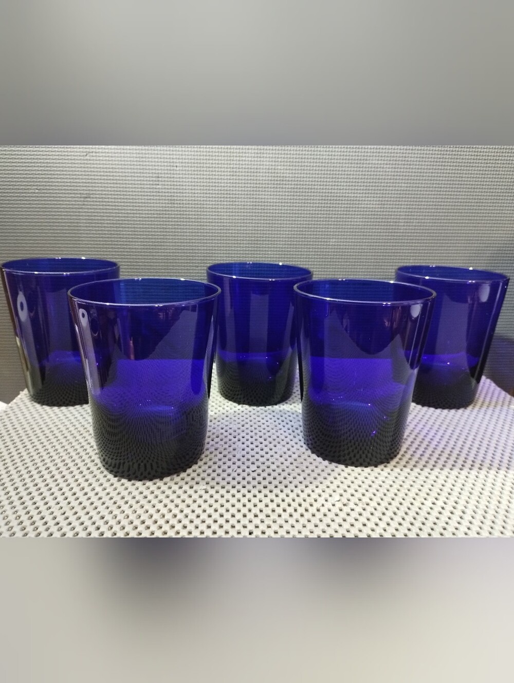 Set of 5 Vintage Libbey Cobalt Blue Glass Tumblers
